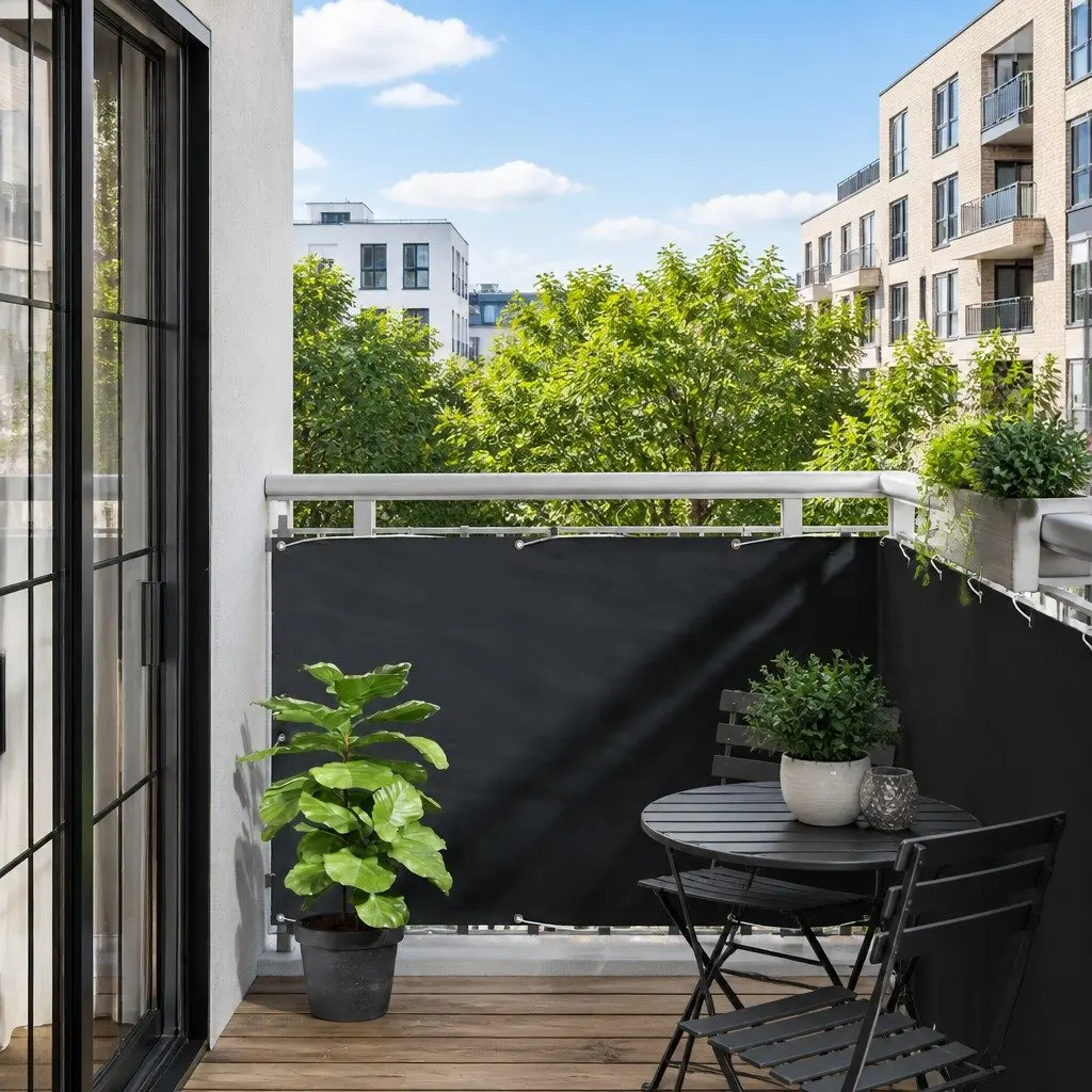 Anthracite Balcony Screen 90x600cm Waterproof Shade