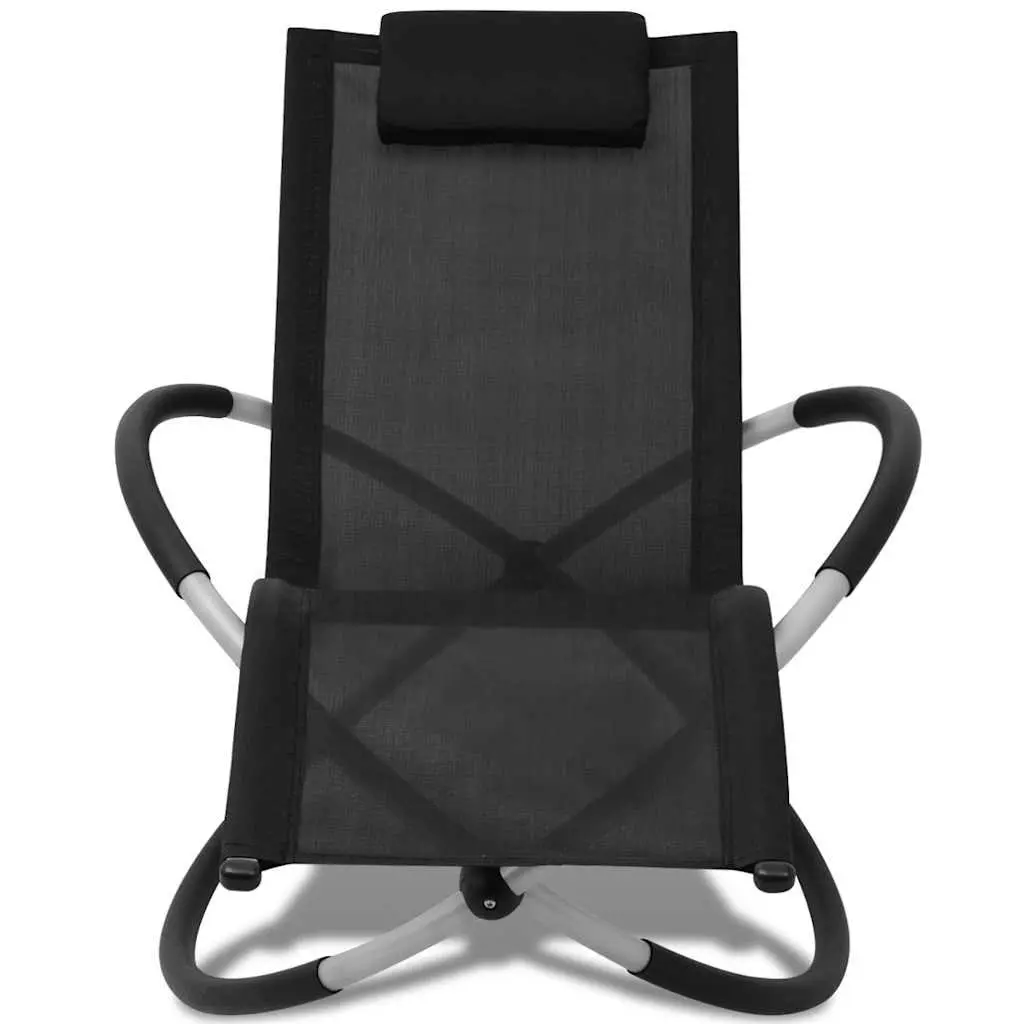 Folding Sun Lounger Textilene Galvanised Steel Black
