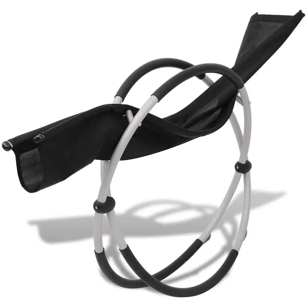 Folding Sun Lounger Textilene Galvanised Steel Black