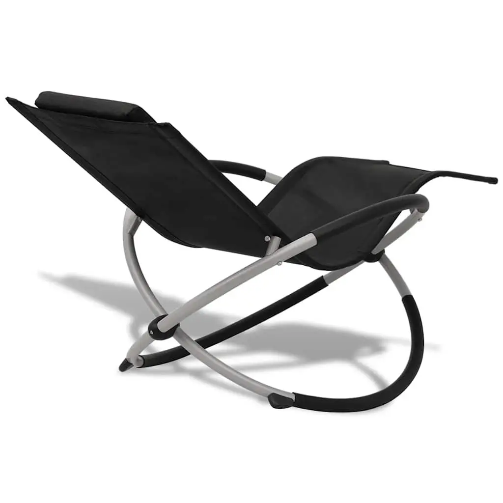 Folding Sun Lounger Textilene Galvanised Steel Black