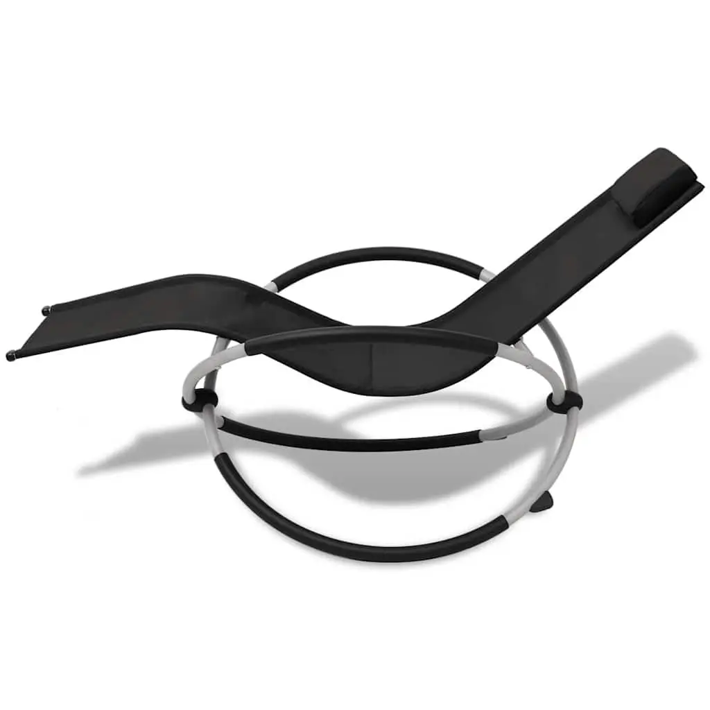 Folding Sun Lounger Textilene Galvanised Steel Black