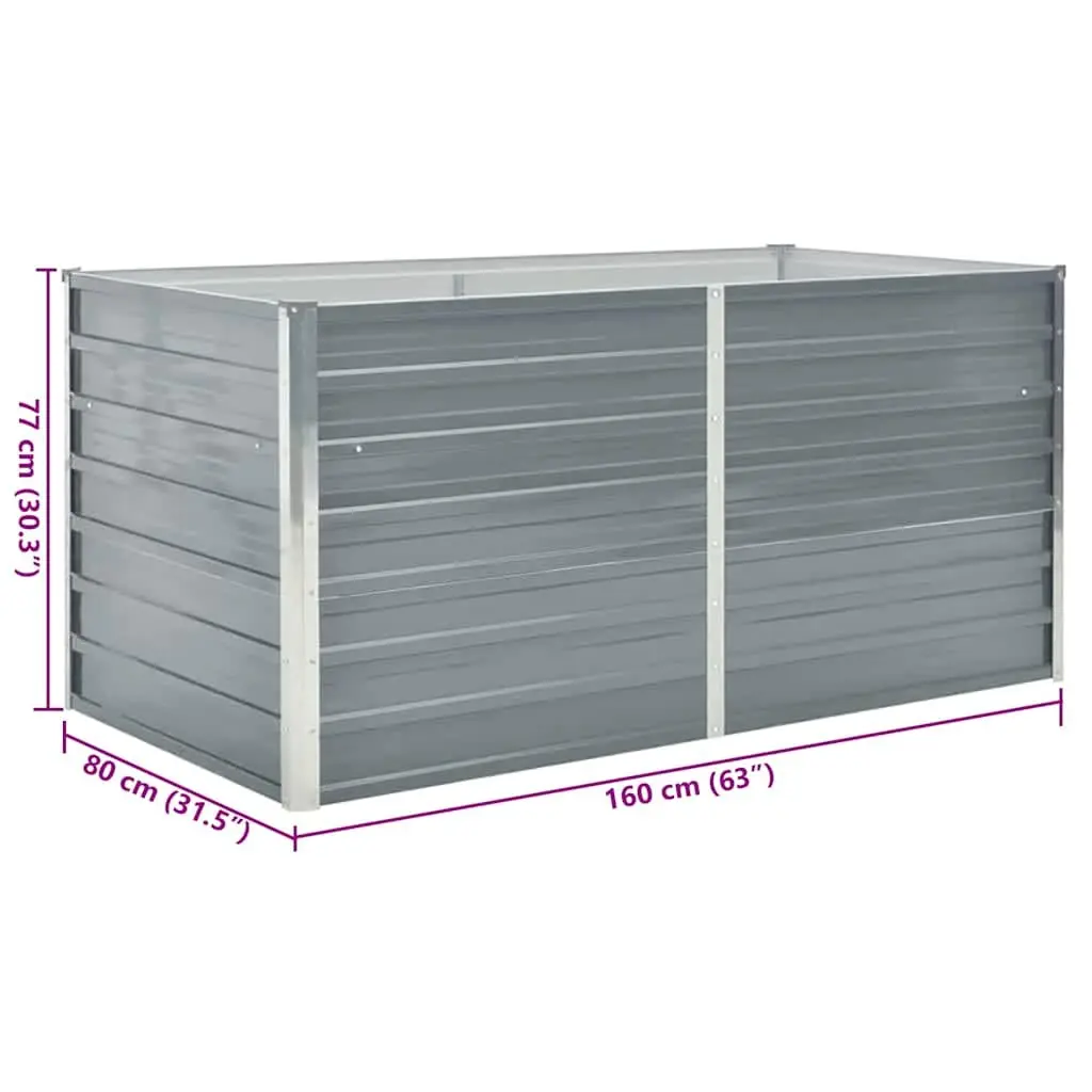 Galvanised Steel Planter Raised Garden Bed 160cm x 80cm x 77cm Grey for Outdoor Use