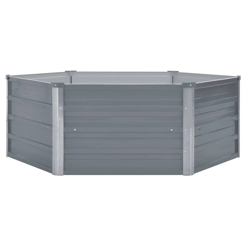 Raised Garden Bed Galvanised Steel 129x129x45cm Grey Hexagon Planter