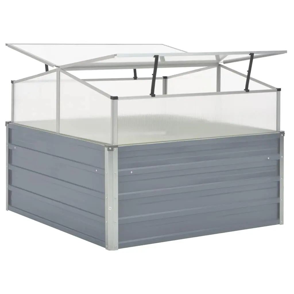 100x100x85 cm Galvanised Steel Greenhouse Grey