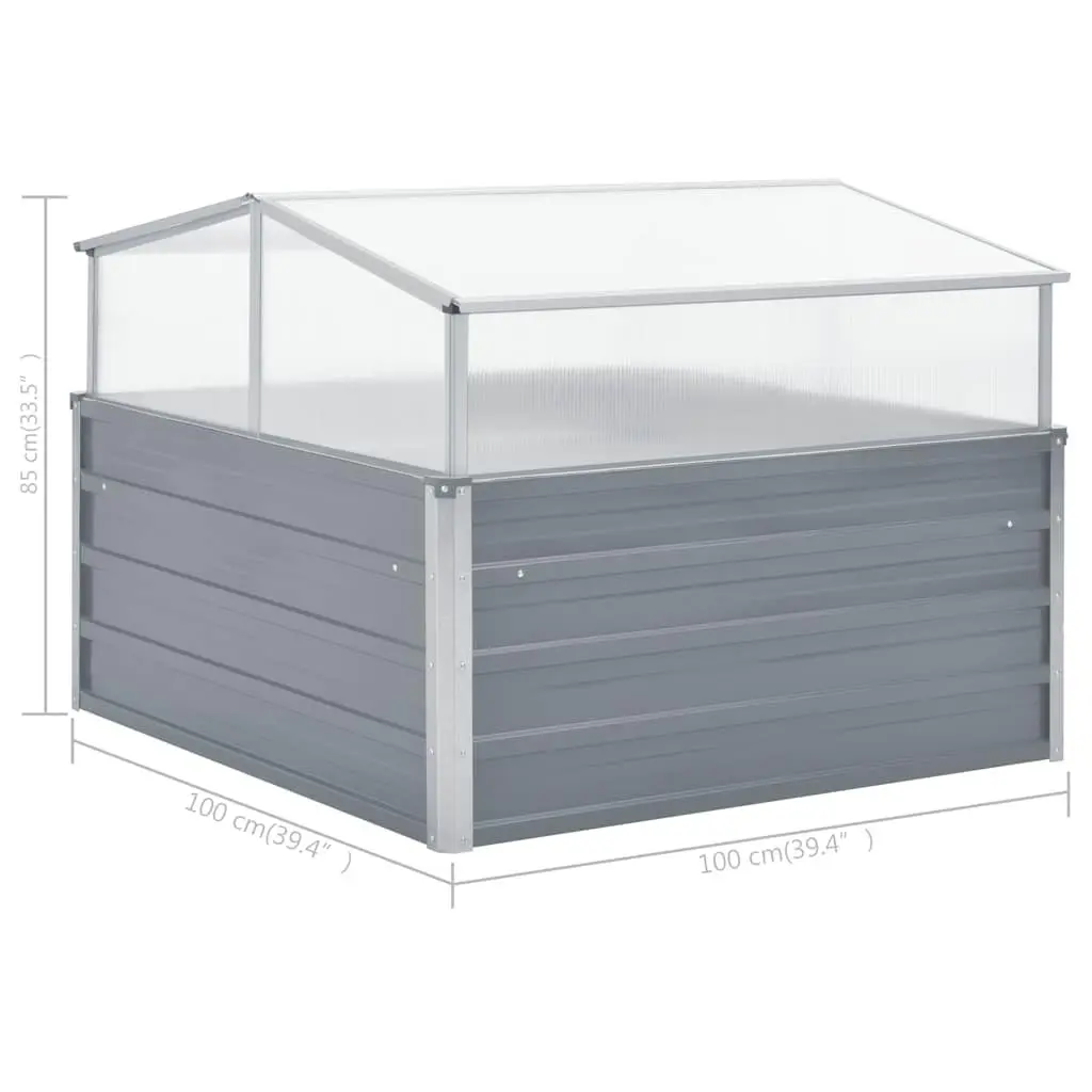 100x100x85 cm Galvanised Steel Greenhouse Grey