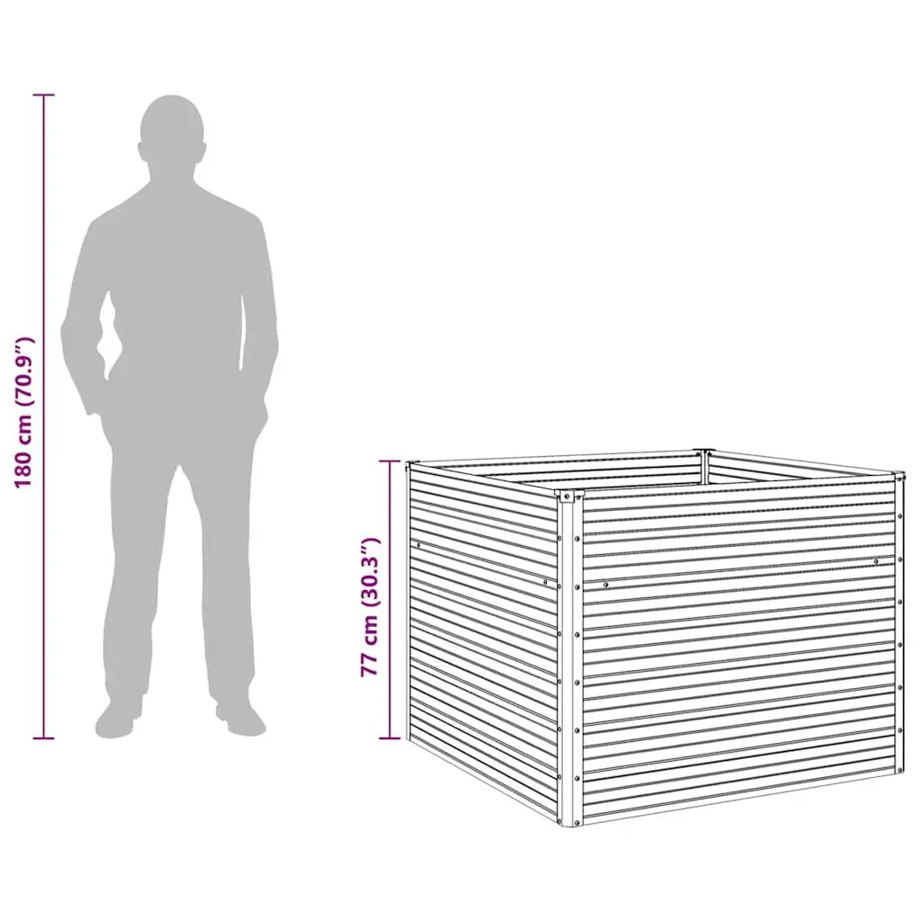Galvanised Steel Raised Garden Bed 100x100x77 cm