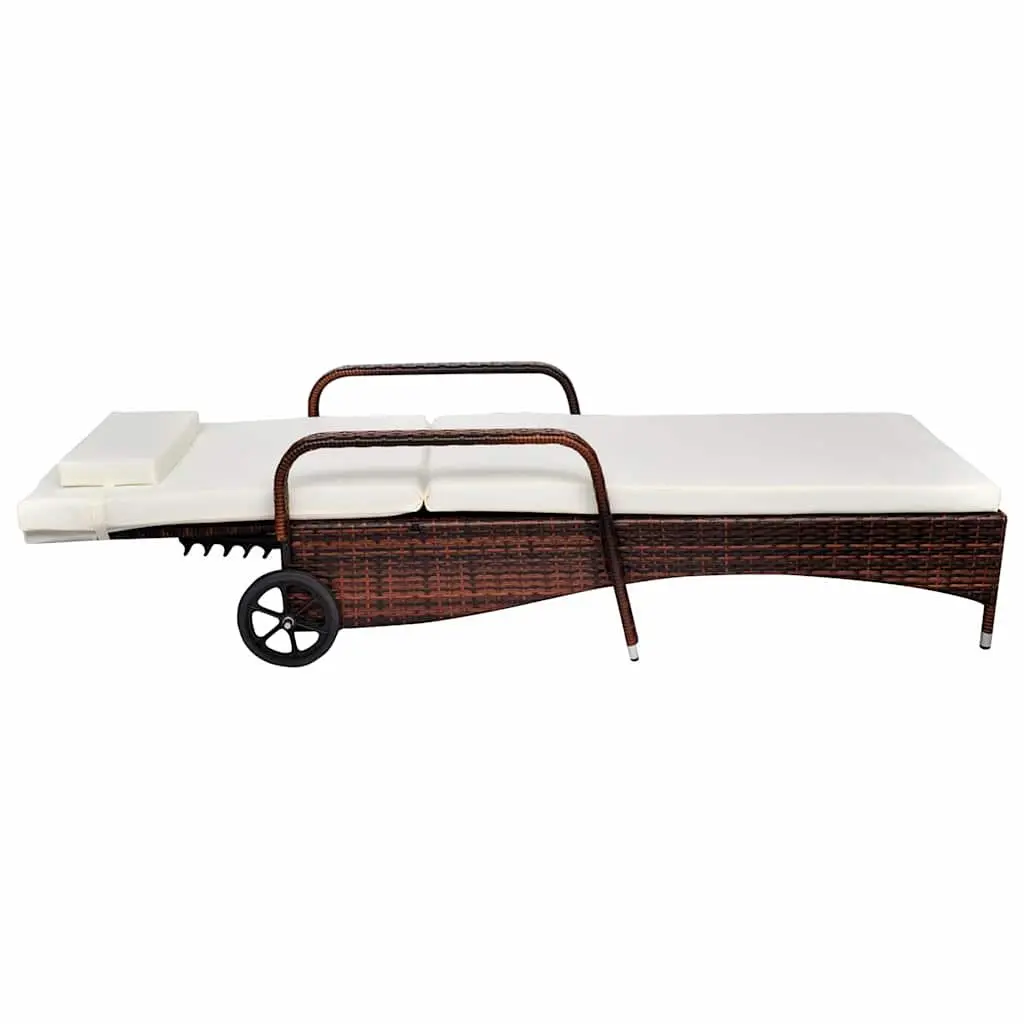 Sun Lounger with Cushion and Adjustable Backrest