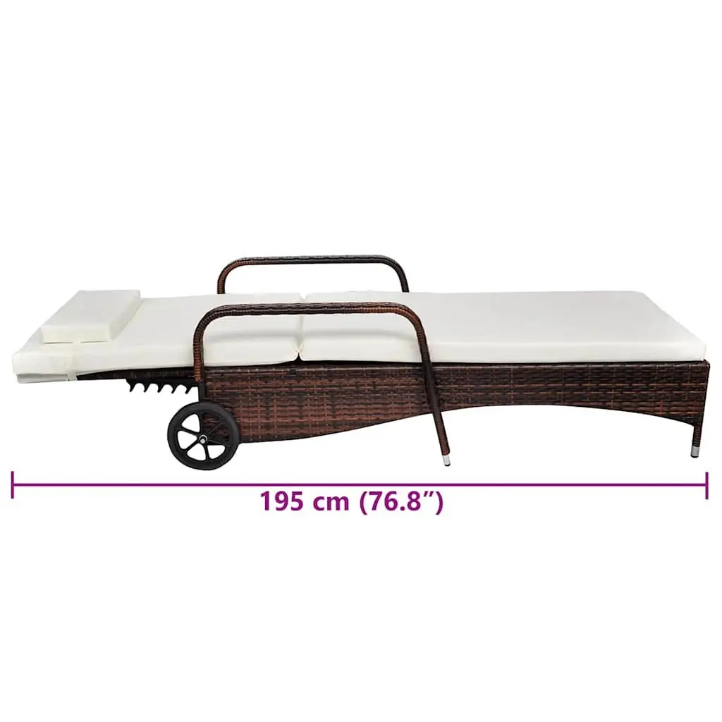 Sun Lounger with Cushion and Adjustable Backrest