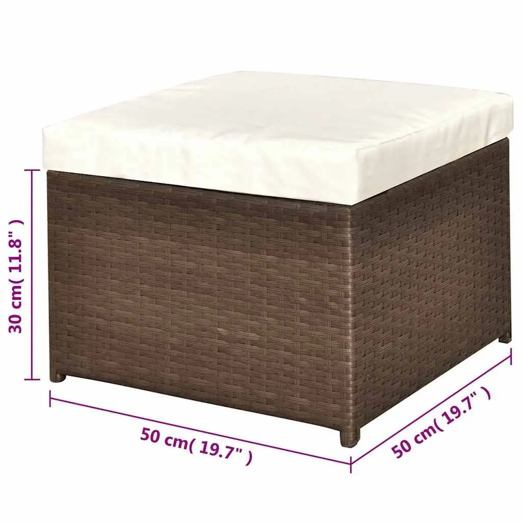 4 Piece Garden Lounge Set Poly Rattan Sofa Coffee Table Stools Brown