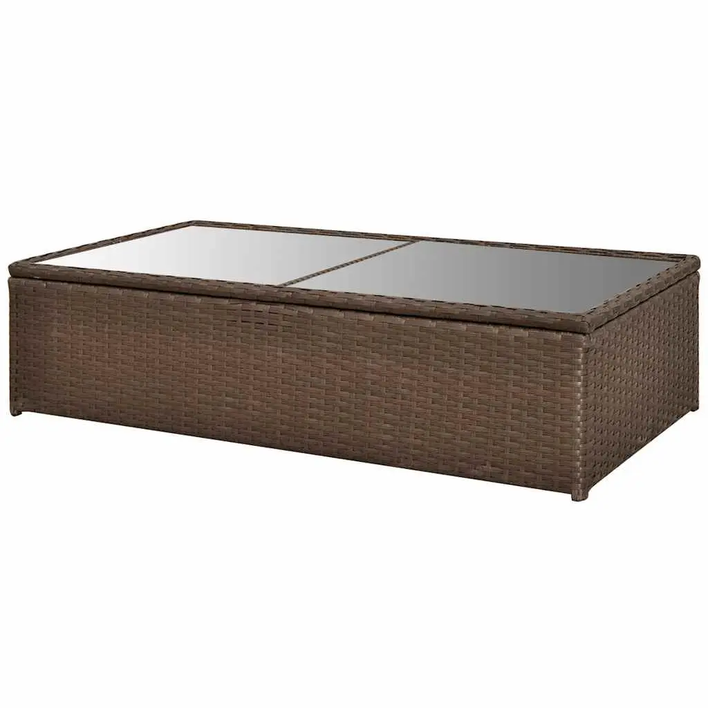 4 Piece Garden Lounge Set Poly Rattan Sofa Coffee Table Stools Brown