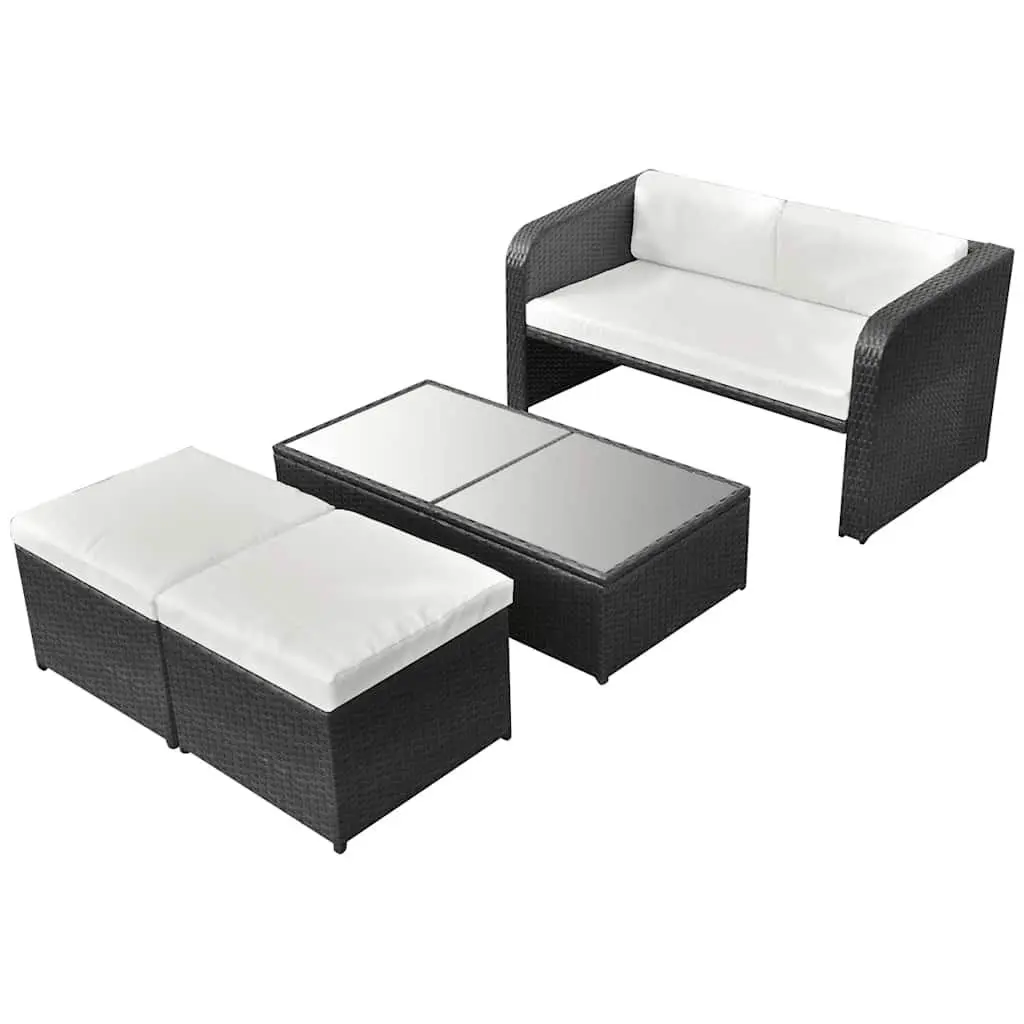 4-Piece Outdoor Lounge Set with Storage Table and Cushions