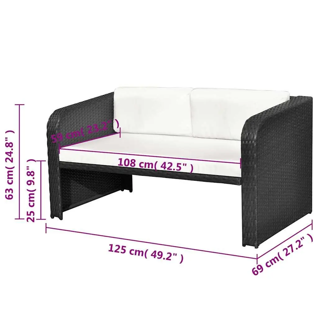 4-Piece Outdoor Lounge Set with Storage Table and Cushions