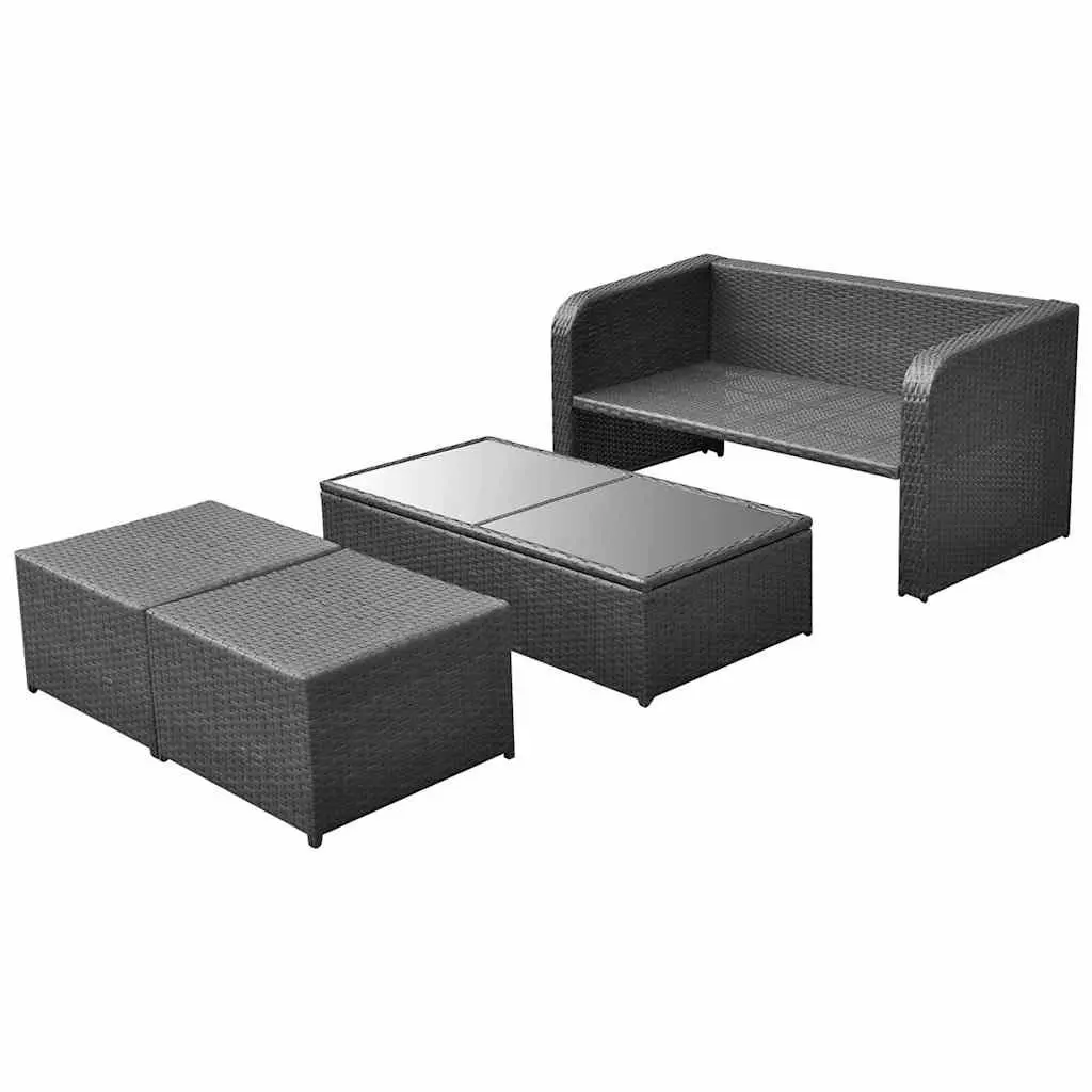 4-Piece Outdoor Lounge Set with Storage Table and Cushions