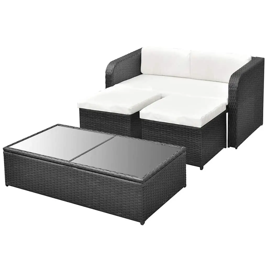 4-Piece Outdoor Lounge Set with Storage Table and Cushions
