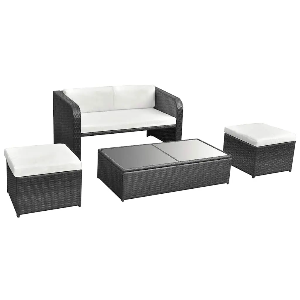 4-Piece Outdoor Lounge Set with Storage Table and Cushions