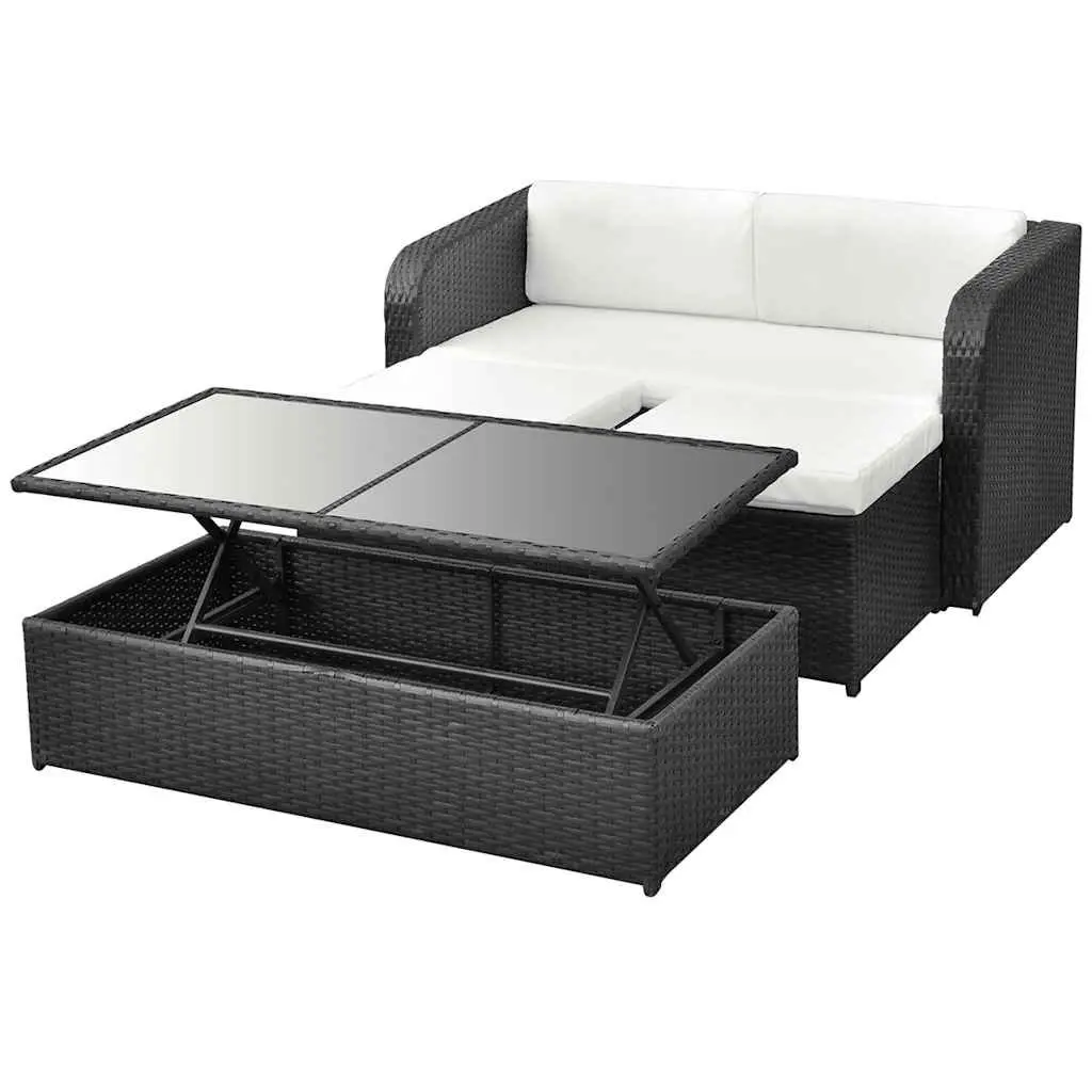 4-Piece Outdoor Lounge Set with Storage Table and Cushions