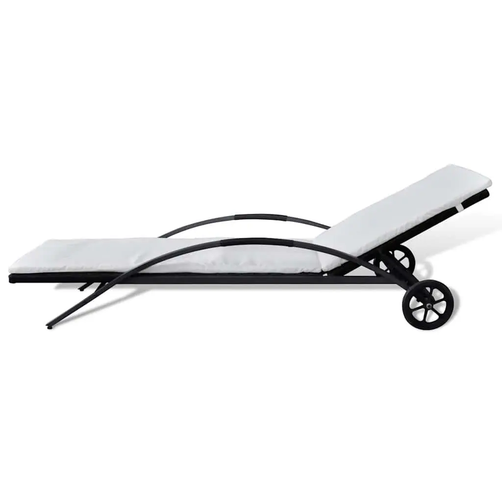 Sun Lounger PE Rattan Powder-coated Steel Adjustable Black