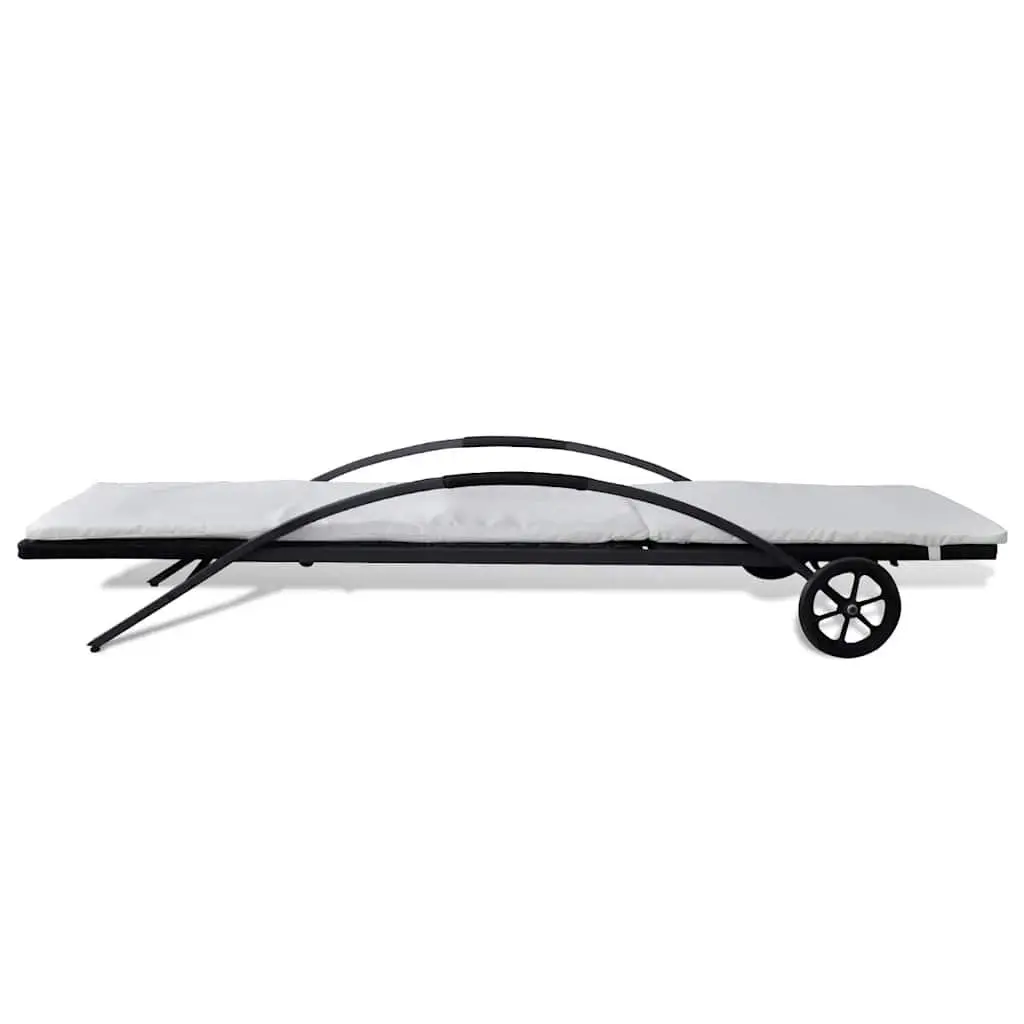 Sun Lounger PE Rattan Powder-coated Steel Adjustable Black