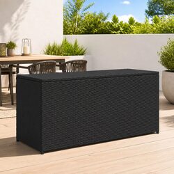 Durable Black Rattan Garden Storage Box for Outdoor Use