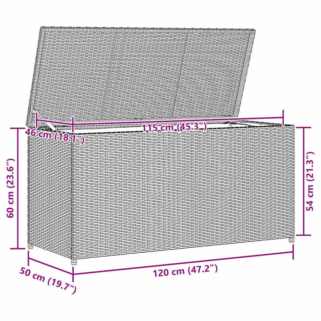 Garden Storage Box PE Rattan 120 x 50 x 60 cm Black Outdoor Patio Waterproof Furniture