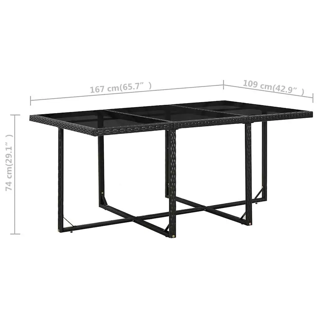 Outdoor Dining Set Poly Rattan 11 Piece Black