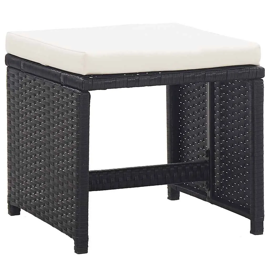 Outdoor Dining Set Poly Rattan 11 Piece Black