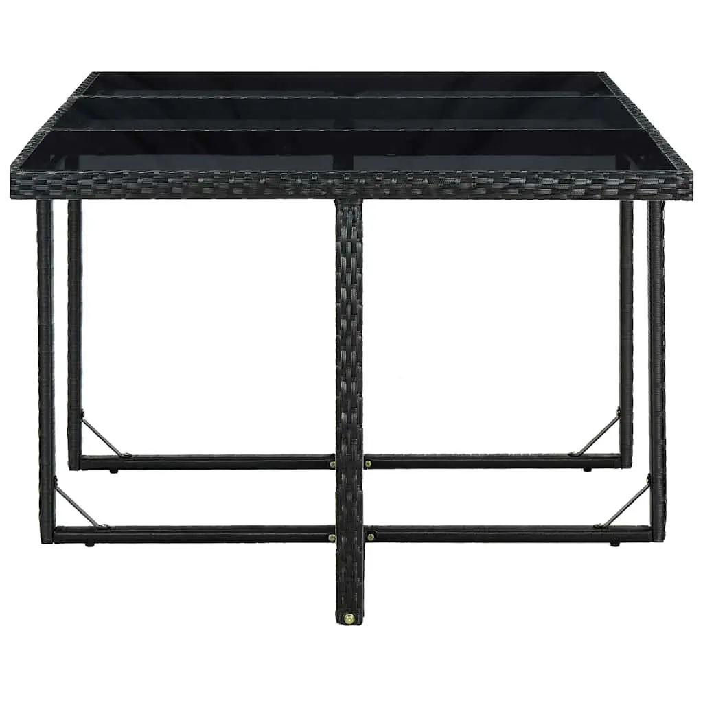 Outdoor Dining Set Poly Rattan 11 Piece Black