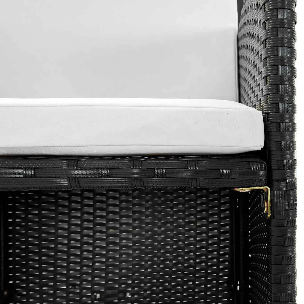Outdoor Dining Set Poly Rattan 11 Piece Black
