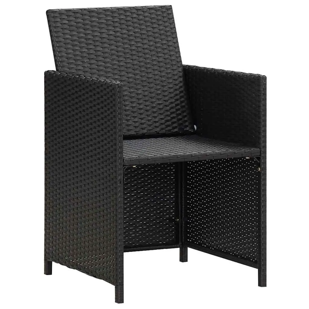 Outdoor Dining Chairs PE Rattan Black with Cushions 2 Pcs
