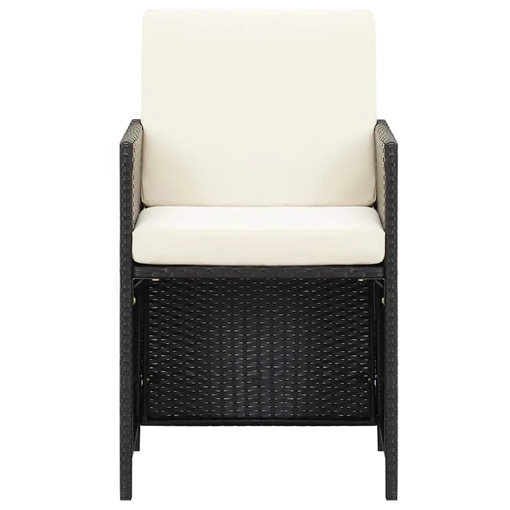 Outdoor Dining Chairs PE Rattan Black with Cushions 2 Pcs