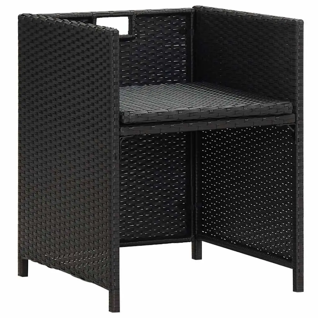 Outdoor Dining Chairs PE Rattan Black with Cushions 2 Pcs