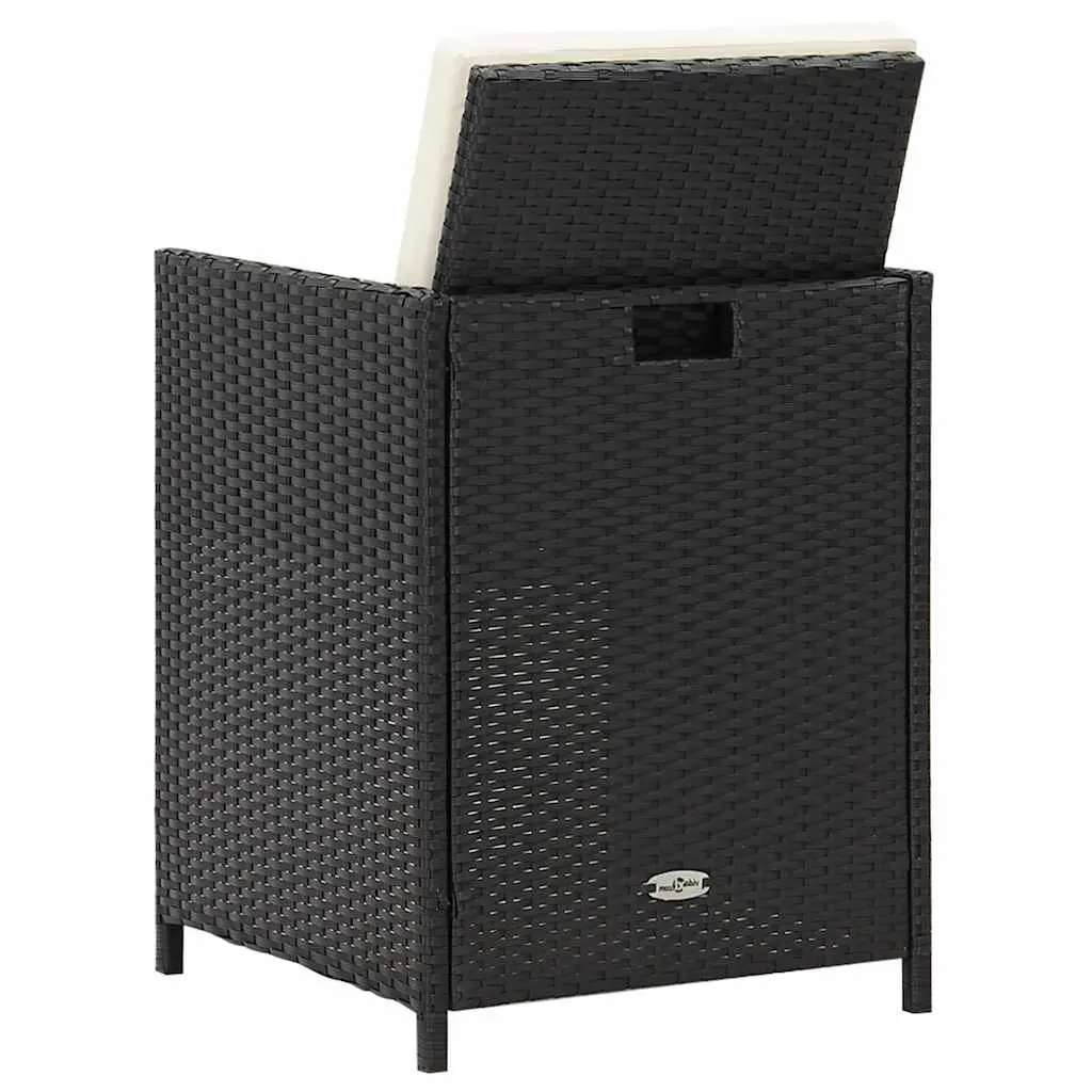 Outdoor Dining Chairs PE Rattan Black with Cushions 2 Pcs