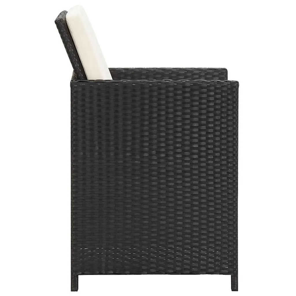 Outdoor Dining Chairs PE Rattan Black with Cushions 2 Pcs
