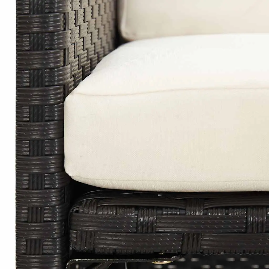 Outdoor Dining Chairs PE Rattan Black with Cushions 2 Pcs