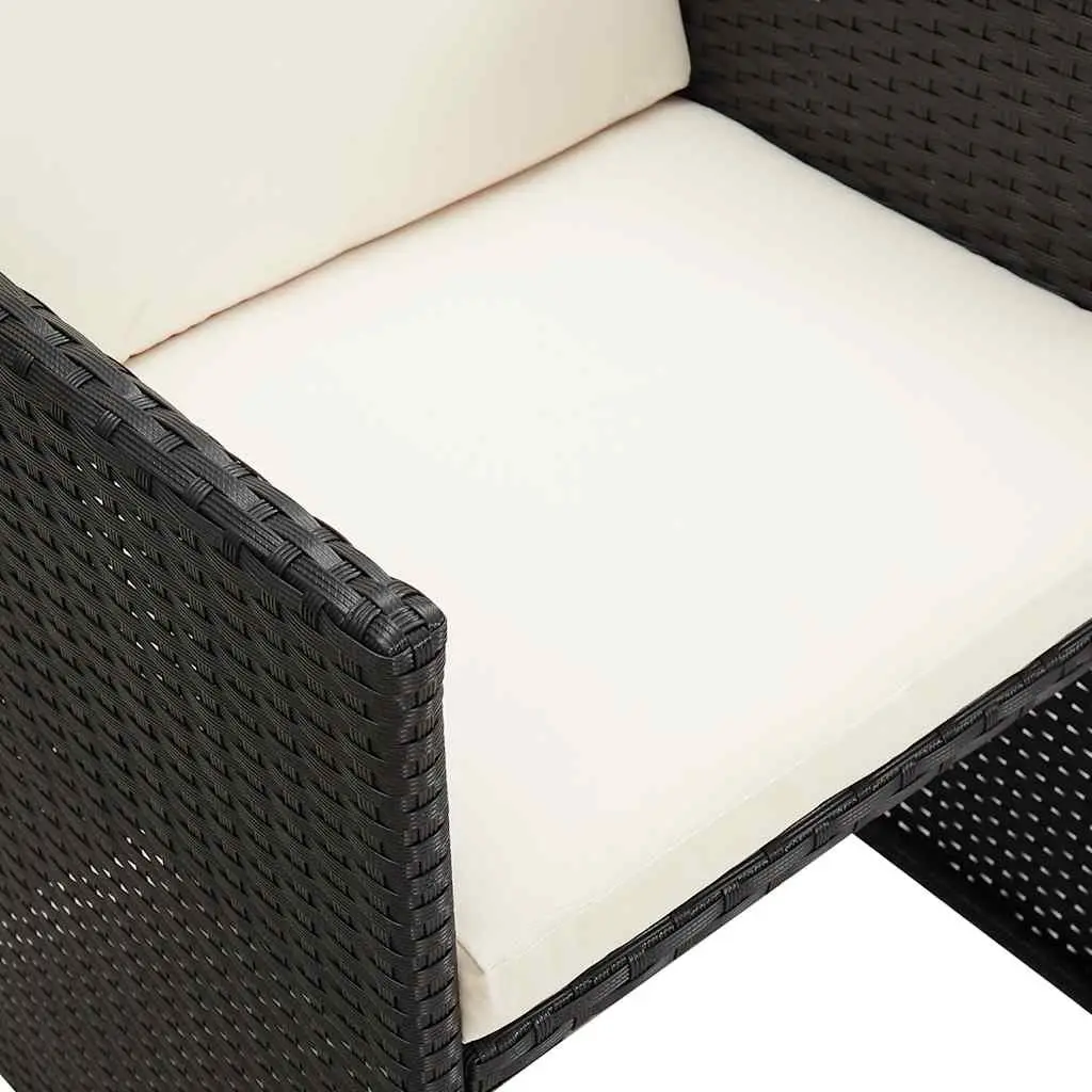 Outdoor Dining Chairs PE Rattan Black with Cushions 2 Pcs