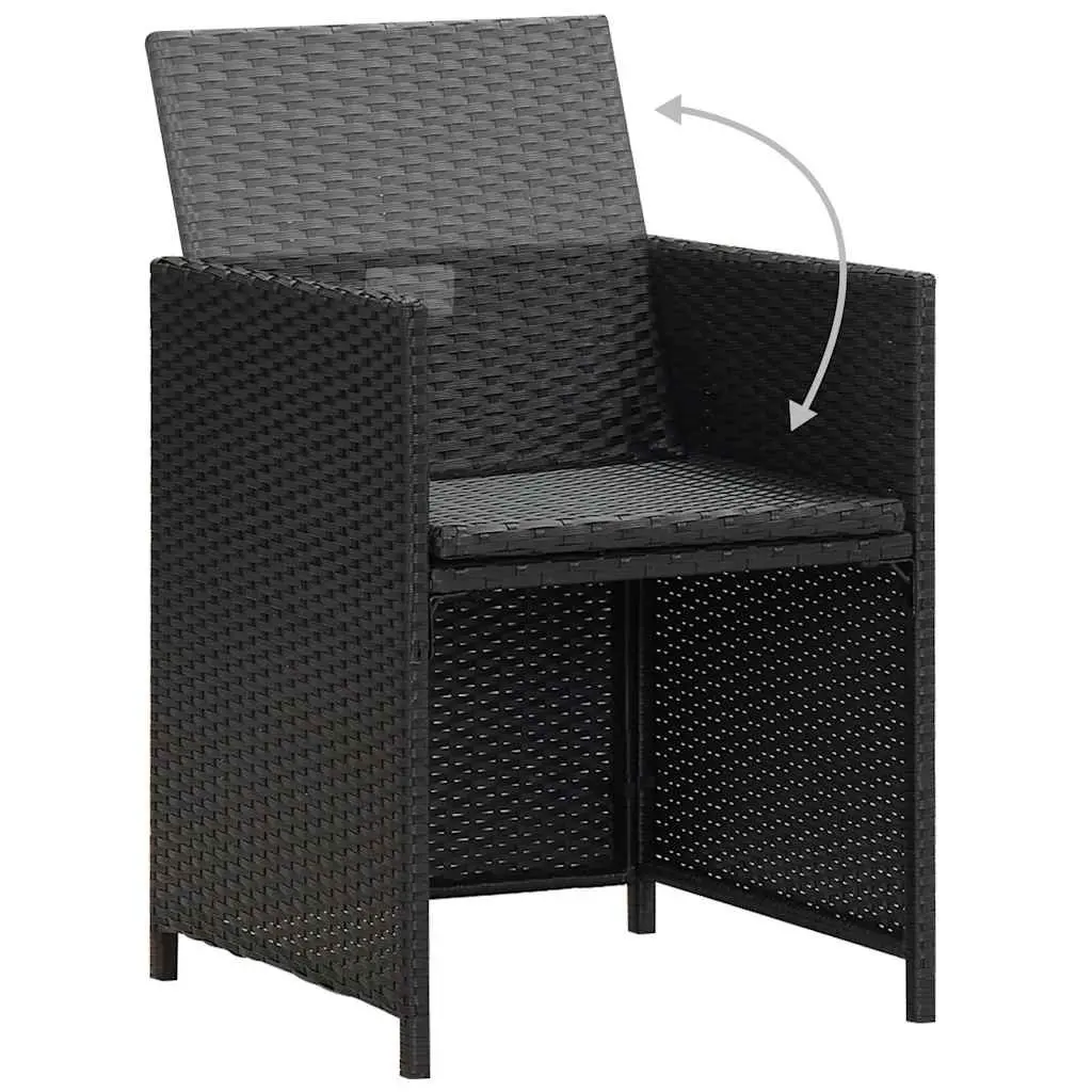 Outdoor Dining Chairs PE Rattan Black with Cushions 2 Pcs