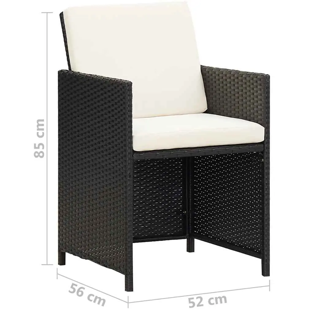 Outdoor Dining Chairs PE Rattan Black with Cushions 2 Pcs
