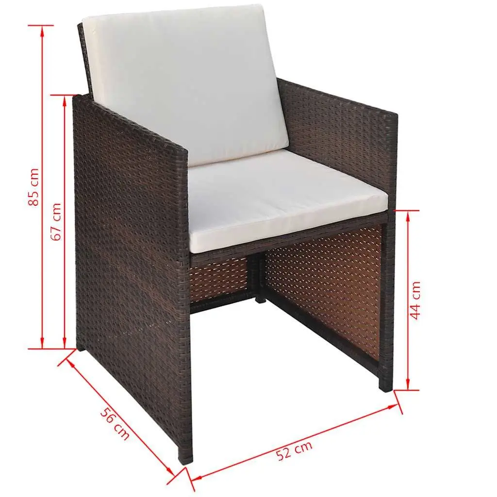 Outdoor Dining Chairs PE Rattan Brown 2 pcs with Cushions