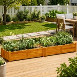 Wooden Raised Bed Planter Box for Outdoor Use 200x50x25 cm