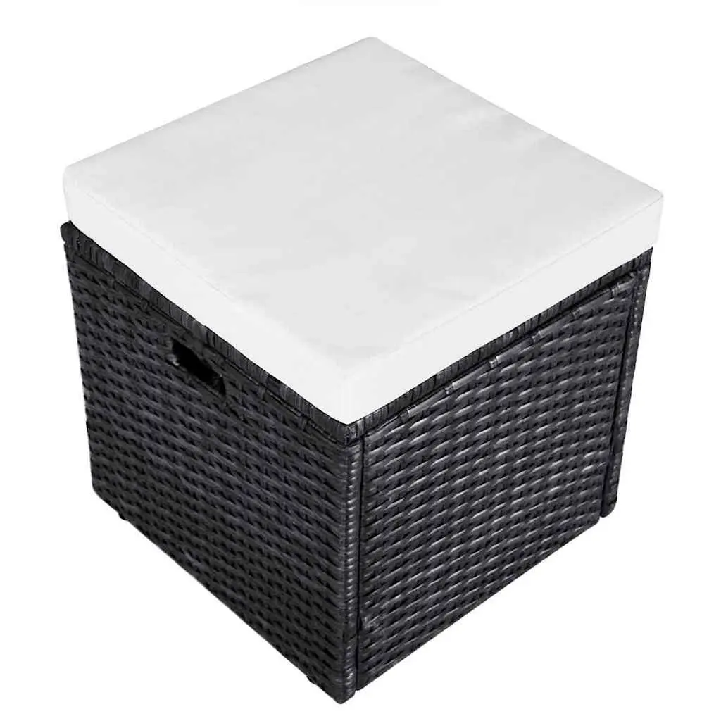Garden Lounge Set PE Rattan Powder-coated Steel 4 Piece Outdoor Furniture Black
