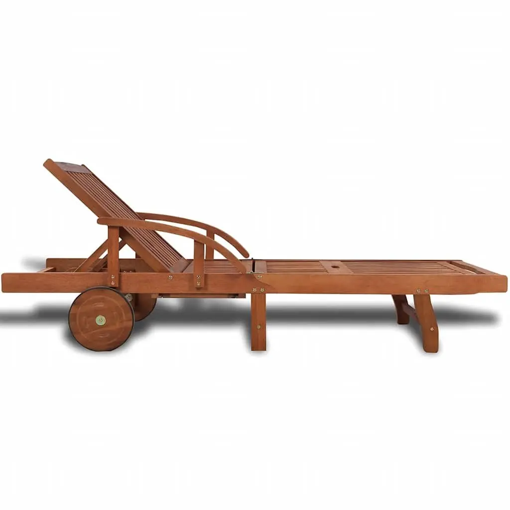 Sun Lounger Outdoor Garden Chaise Lounge Chair with Wheels Adjustable Backrest