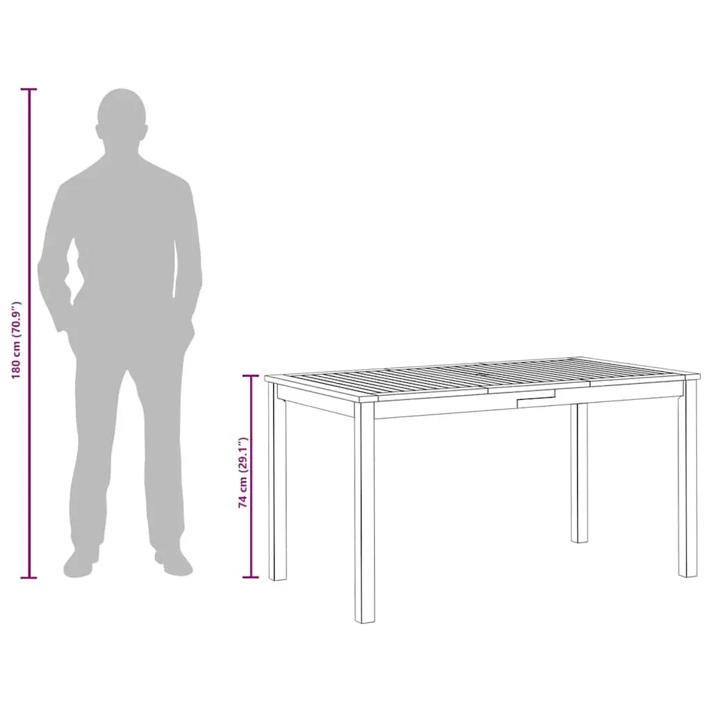 Solid Acacia Wood Outdoor Dining Table 140x80x74cm