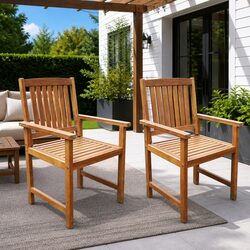 2-Pack Outdoor Chairs for Garden or Patio in Brown