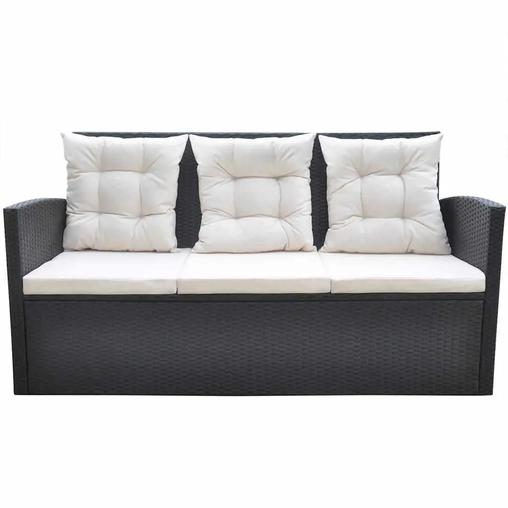 Outdoor Dining Set Poly Rattan 6 Piece Garden Furniture Patio Table Sofa Chair Black
