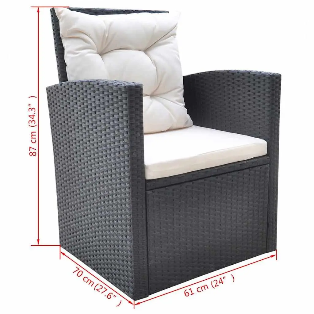 Outdoor Dining Set Poly Rattan 6 Piece Garden Furniture Patio Table Sofa Chair Black