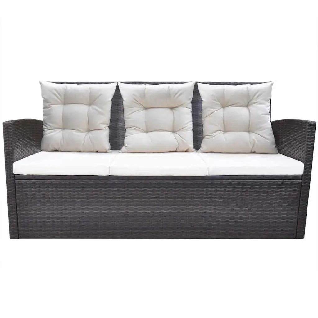 Outdoor Dining Set Rattan 6 Piece Brown with Cushions