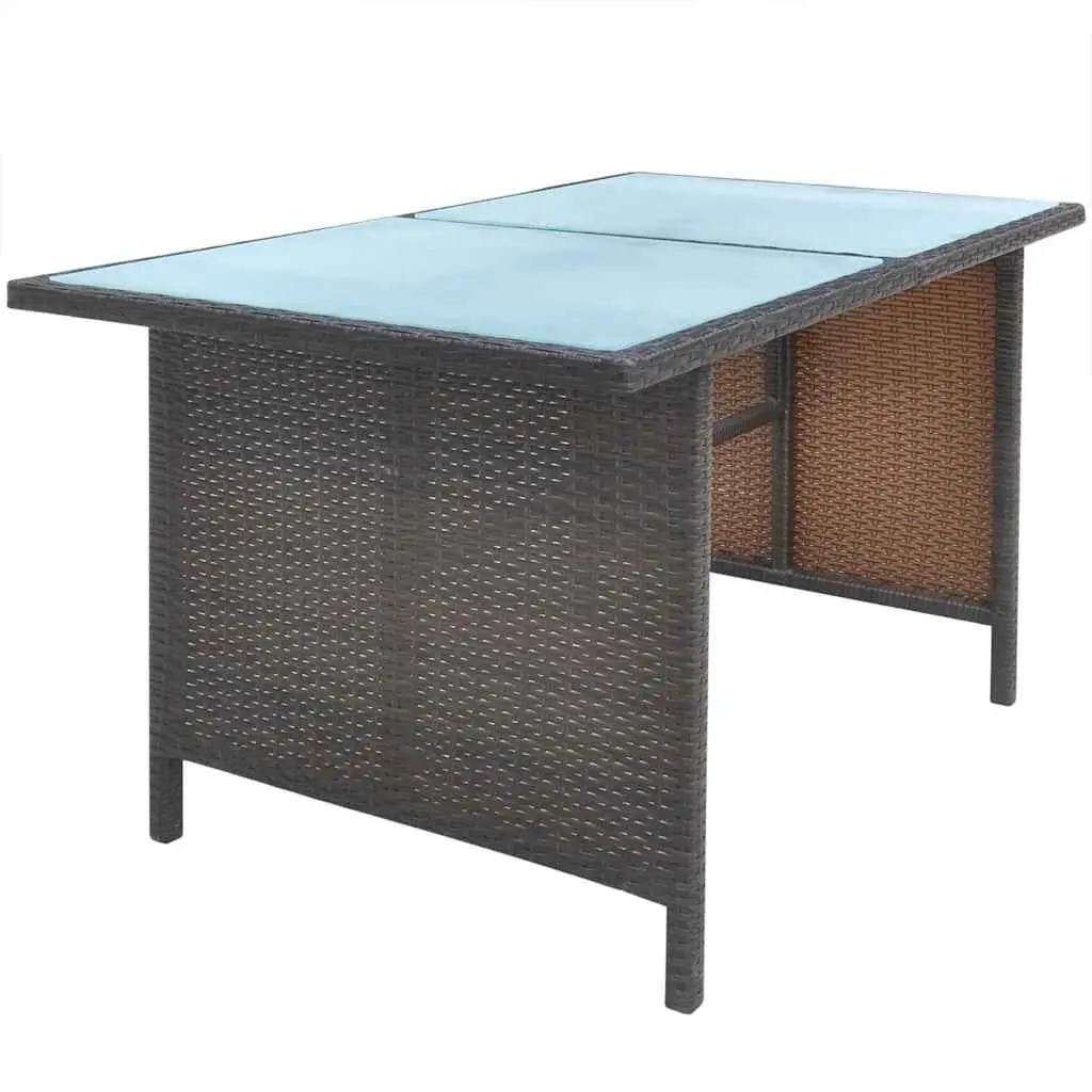 Outdoor Dining Set Rattan 6 Piece Brown with Cushions