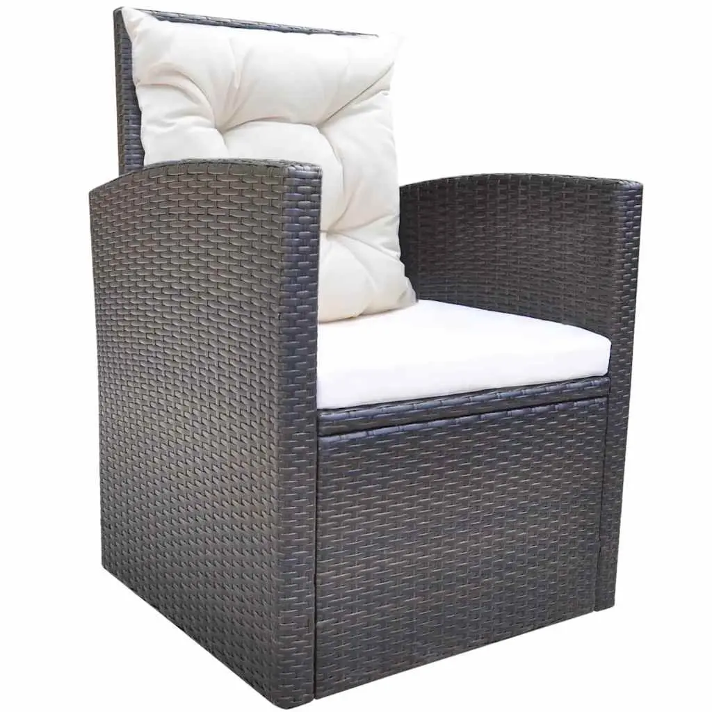 Outdoor Dining Set Rattan 6 Piece Brown with Cushions