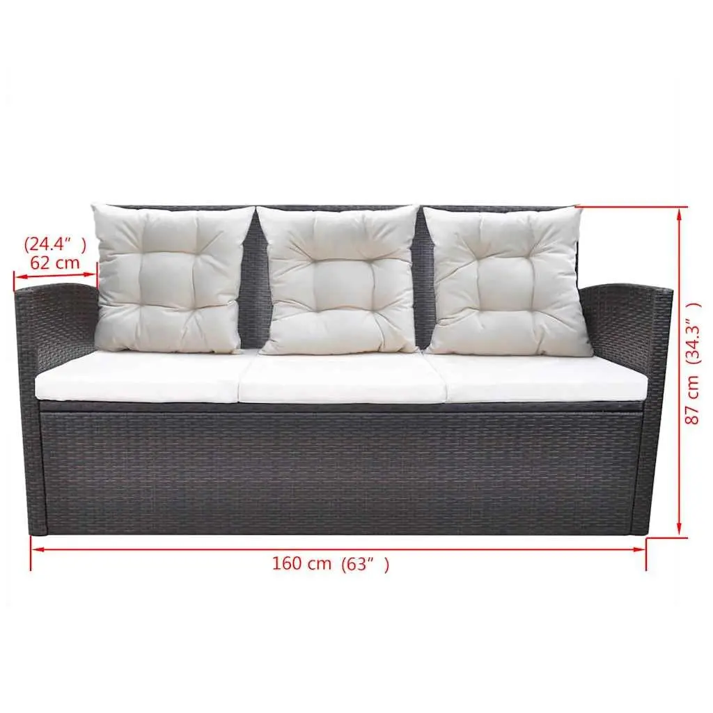 Outdoor Dining Set Rattan 6 Piece Brown with Cushions