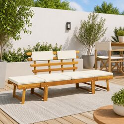 Acacia Wood Outdoor Garden Bench Sun Lounger 190 cm